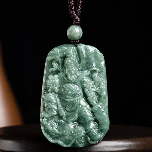 Natural Jade Guan Gong Wealth Amulet Necklace Natural Jade Guan Gong Wealth Amulet Necklace