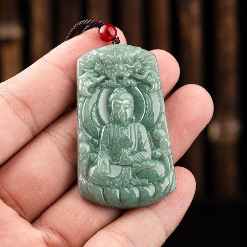 Tathagata Buddha Jade Amulet Necklace Pendant