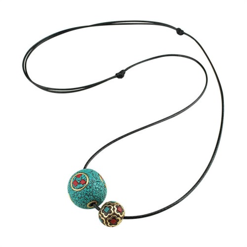 Tibetan Turquoise Double Bead Protection Necklace