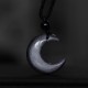 Silver Sheen Obsidian Crescent Moon Couple Necklace Pendant Silver Sheen Obsidian Crescent Moon Couple Necklace Pendant