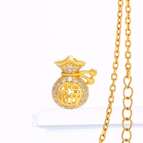 24K Gold Plated Fu Character Fortune Necklace 24K Gold Plated Fu Character Fortune Necklace