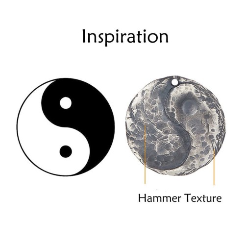 Sterling Silver Yin Yang Hammer Texture Harmony Necklace