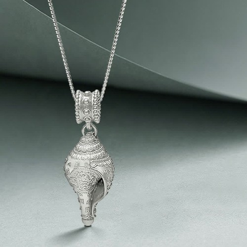 Sterling Silver Shankha Conch Shell Lucky Necklace Pendant Sterling Silver Shankha Conch Shell Lucky Necklace Pendant