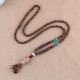 Wenge Wood Bodhi Seed Agate Elephant Protection Necklace Pendant