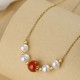 925 Silver Pearl Cinnabar Healing Bead Chain Necklace 925 Silver Pearl Cinnabar Healing Bead Chain Necklace