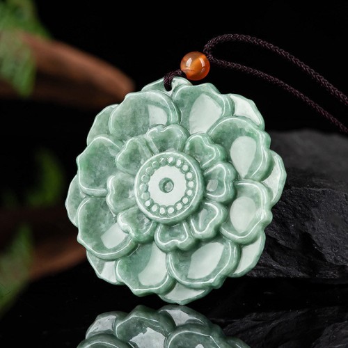 Lotus Jade Luck Prosperity Necklace Pendant