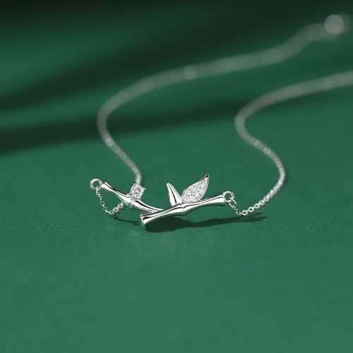 Bamboo Leaf Copper Zircon Wealth Necklace Pendant Bamboo Leaf Copper Zircon Wealth Necklace Pendant