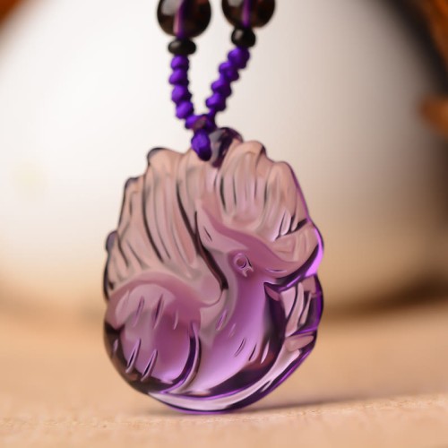 Amethyst Citrine Nine-Tailed Fox Luck Necklace Pendant Amethyst Citrine Nine-Tailed Fox Luck Necklace Pendant