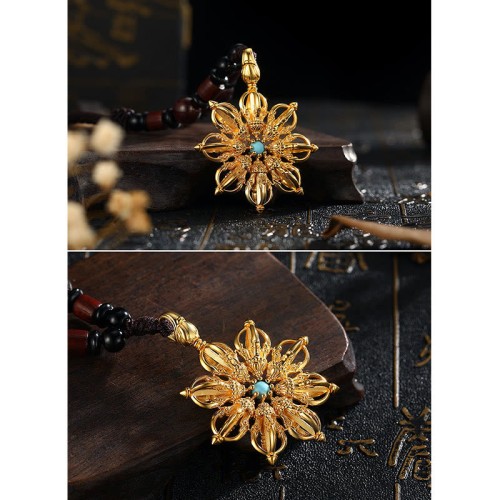 Tibetan Sterling Silver Dorje Vajra Turquoise Power Necklace Tibetan Sterling Silver Dorje Vajra Turquoise Power Necklace