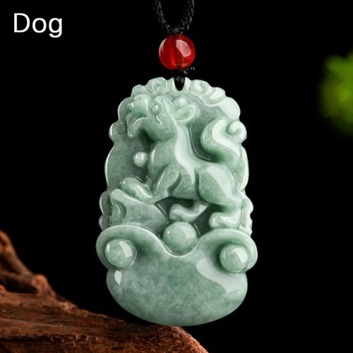 Natural Green Jade Chinese Zodiac Luck Necklace Natural Green Jade Chinese Zodiac Luck Necklace