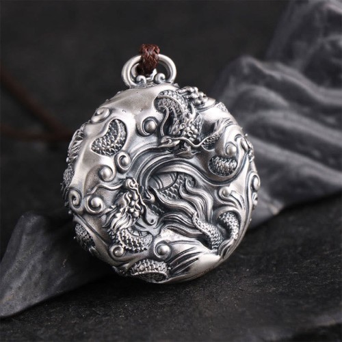 999 Sterling Silver Nine Dragons Pearl Necklace 999 Sterling Silver Nine Dragons Pearl Necklace