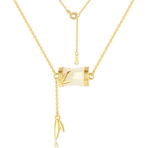 925 Silver Hetian White Jade Bamboo Leaf Necklace 925 Silver Hetian White Jade Bamboo Leaf Necklace
