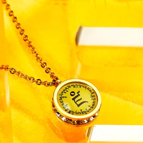 Tibetan Yellow God of Wealth Crystal Necklace