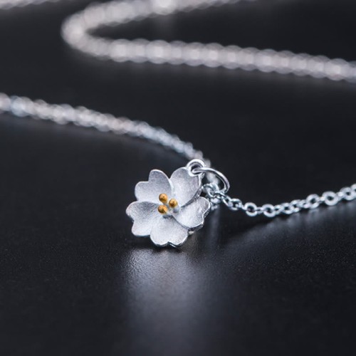 Sterling Silver Cherry Blossom Blessing Necklace Pendant Sterling Silver Cherry Blossom Blessing Necklace Pendant