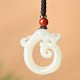 White Jade Cyan Jade Dragon Protection Necklace