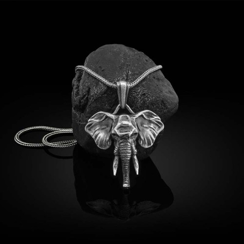 Elephant Pewter Titanium Strength Necklace Pendant