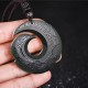 Hetian Cyan Jade Peace Buckle Necklace Pendant
