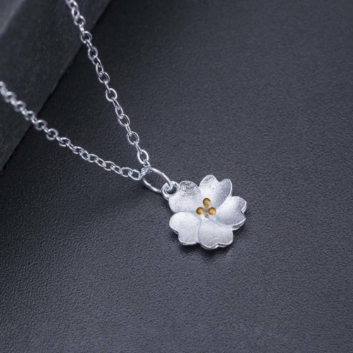 Sterling Silver Cherry Blossom Blessing Necklace Pendant Sterling Silver Cherry Blossom Blessing Necklace Pendant