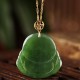 925 Silver Laughing Buddha Hetian Jade 18K Gold Necklace 925 Silver Laughing Buddha Hetian Jade 18K Gold Necklace