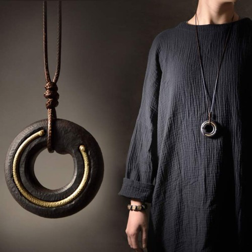 Zen Circle Ebony Wood Calm Necklace Pendant Zen Circle Ebony Wood Calm Necklace Pendant