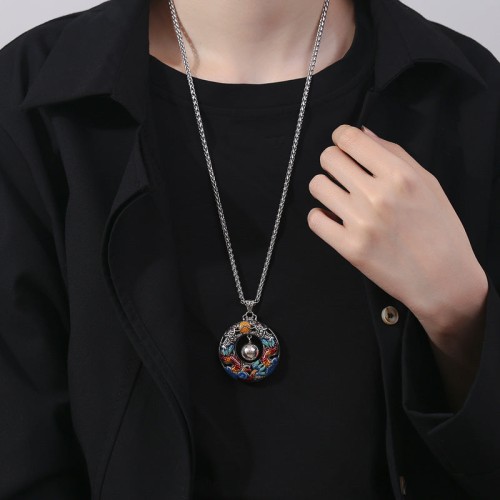 Dragon Year Colorful Bead Copper Protection Necklace Pendant Dragon Year Colorful Bead Copper Protection Necklace Pendant