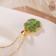 925 Silver Hetian Jade Four Leaf Clover Necklace 925 Silver Hetian Jade Four Leaf Clover Necklace