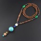Tibetan Wenge Wood Bodhi Seed Agate Necklace Tibetan Wenge Wood Bodhi Seed Agate Necklace
