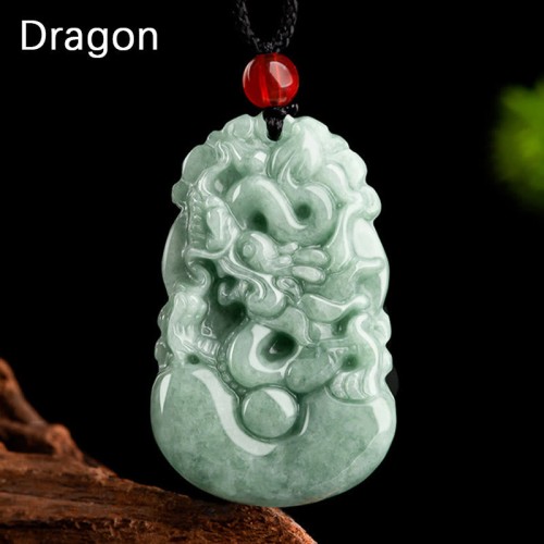 Natural Green Jade Chinese Zodiac Luck Necklace Natural Green Jade Chinese Zodiac Luck Necklace