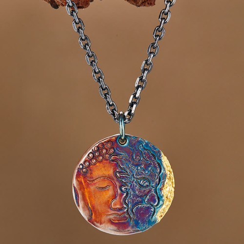 999 Sterling Silver Half Demon Half Buddha Compassion Necklace 999 Sterling Silver Half Demon Half Buddha Compassion Necklace
