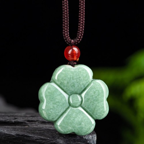 Lucky Four Leaf Clover Jade Prosperity Necklace Lucky Four Leaf Clover Jade Prosperity Necklace