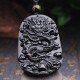 Black Obsidian Stone Dragon Fulfilment Necklace Pendant Black Obsidian Stone Dragon Fulfilment Necklace Pendant