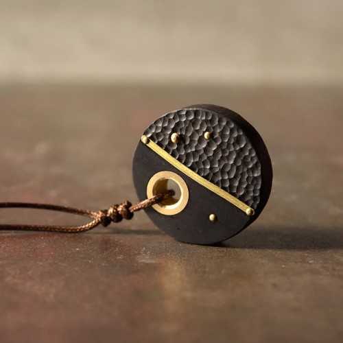 Handcrafted Ebony Wood Copper Peace Necklace Handcrafted Ebony Wood Copper Peace Necklace