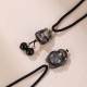 Silver Sheen Obsidian Nine-Tailed Fox Protection Necklace