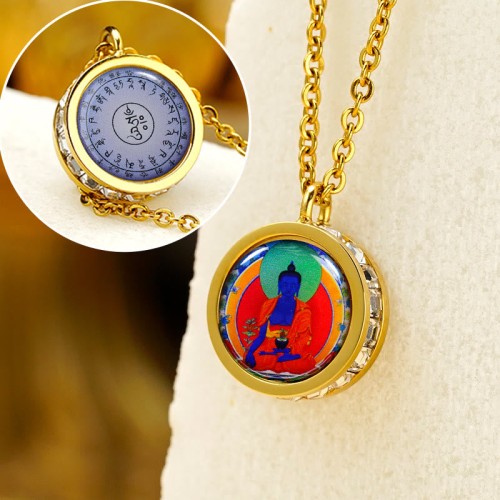 Tibetan Yellow God of Wealth Crystal Necklace