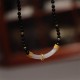 Black Onyx Chalcedony Protection Beaded Pendant