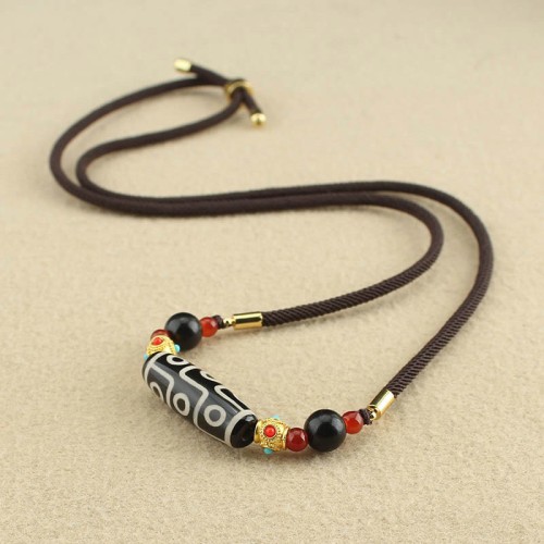 Tibetan Nine-Eye Dzi Bead Protection Necklace