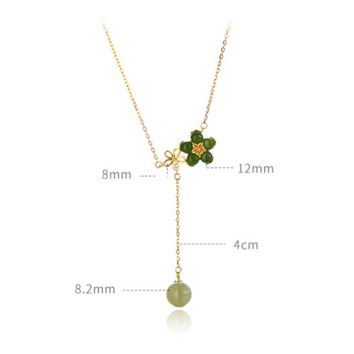 Hetian Cyan Jade Plum Flower Luck Necklace Pendant