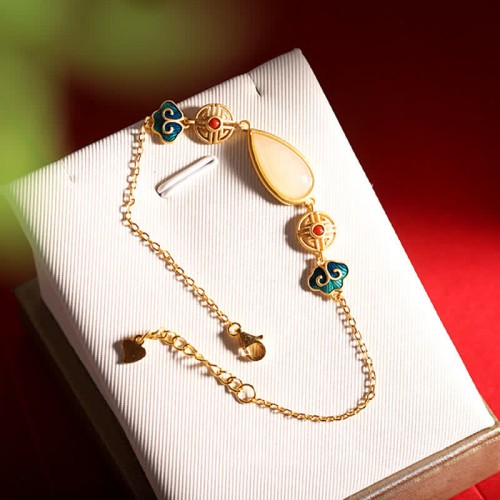 925 Silver Hetian White Jade Water Drop Necklace