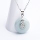 925 Silver Peace Buckle Jade Coin Necklace