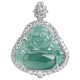 925 Sterling Silver Laughing Buddha Jade Luck Necklace Pendant