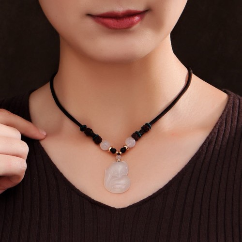 Chalcedony Fox Crystal Harmony Necklace Chalcedony Fox Crystal Harmony Necklace