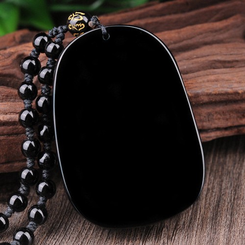 Black Obsidian Stone Dragon Fulfilment Necklace Pendant Black Obsidian Stone Dragon Fulfilment Necklace Pendant