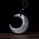 Silver Sheen Obsidian Crescent Moon Couple Necklace Pendant Silver Sheen Obsidian Crescent Moon Couple Necklace Pendant