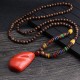 Tibetan Wenge Wood Bodhi Seed Agate Necklace Tibetan Wenge Wood Bodhi Seed Agate Necklace