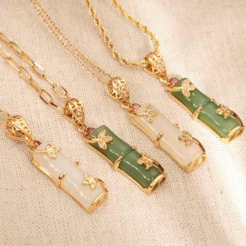 White Jade Bamboo Luck Necklace Pendant White Jade Bamboo Luck Necklace Pendant