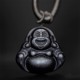 Silver Sheen Obsidian Laughing Buddha Protection Pendant