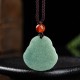 Laughing Buddha Cyan Jade Success Necklace Pendant Laughing Buddha Cyan Jade Success Necklace Pendant