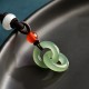 Natural Hetian Cyan Jade White Jade Double Peace Necklace