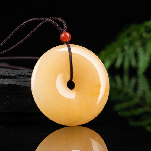 Golden Silk Jade Peace Wealth Necklace Pendant Golden Silk Jade Peace Wealth Necklace Pendant