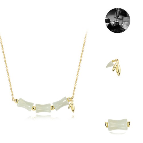 Hetian Jade Bamboo Fu Character Necklace Set Hetian Jade Bamboo Fu Character Necklace Set